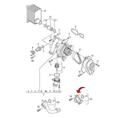 Conexão Flange De Água Cabeçote Tiguan Jetta Passat Audi - Imagem 5
