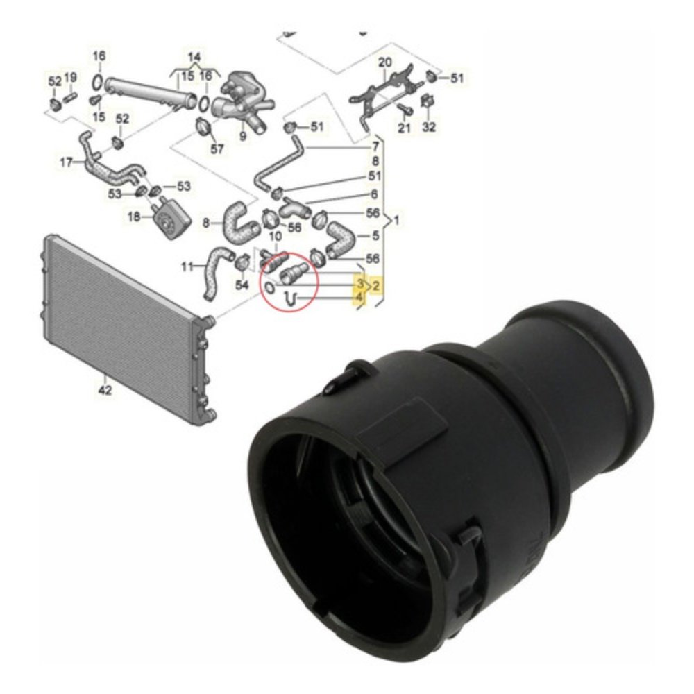 Flange Conexão Superior Radiador Vw Passat 2.0 1999 A 2013 - Imagem 2