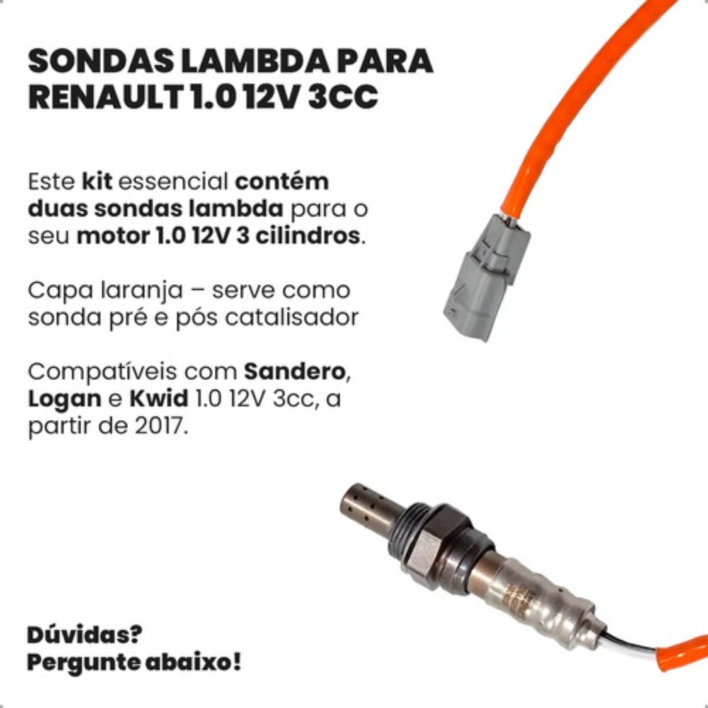 Kit Par Sonda Lambda Logan Sandero Kwid 3 Cilindros - Imagem 2